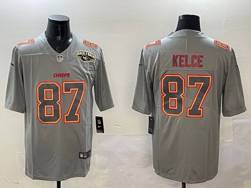 Men Kansas City Chiefs 87 Kelce Grey 2025 Nike Vapor Limited NFL Jersey style 2104
